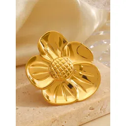 LULU & SKY Gold-Plated Floral Adjustable Finger Ring-picture-18