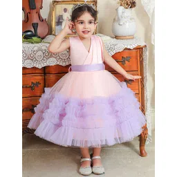 LULU & SKY Kids Girls V-neck Warp Tulle Sleeveless Dress-picture-36