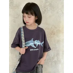 LULU & SKY Kids Printed Organic Cotton Raw Edge Boxy T-shirt-picture-46
