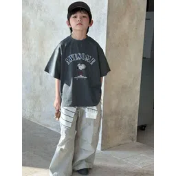 LULU & SKY Kids Typography Printed High Neck Applique Boxy T-shirt-picture-54