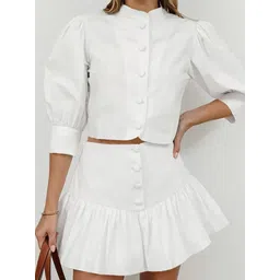 LULU & SKY Mandarin Collar Top With Skirt Co-Ords-picture-39