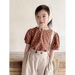 LULU & SKY Polka Dot Print Puff Sleeve Cotton Styled Back Top-picture-37