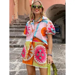 LULU & SKY Printed Shirt Collar Shirt With Shorts-picture-25