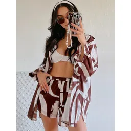 LULU & SKY Printed Shirt Collar Shirt With Shorts Co-Ords-picture-15