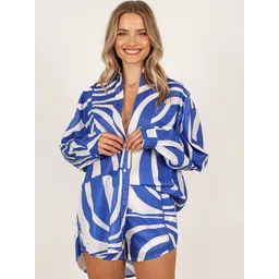 LULU & SKY Printed Shirt Collar Shirt With Shorts Co-Ords-picture-19