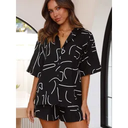 LULU & SKY Printed Shirt Collar Shirt With Shorts Co-Ords-picture-20