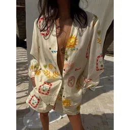 LULU & SKY Printed Shirt Collar Shirt With Shorts Co-Ords-picture-22