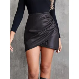 LULU & SKY Ruched Asymmetric Mini Skirts-picture-28