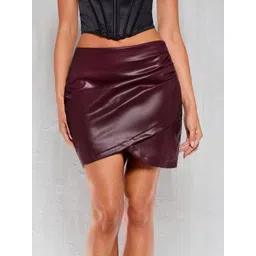 LULU & SKY Ruched Asymmetric Mini Skirts-picture-42