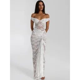 LULU & SKY Self Design Off-Shoulder Top & Skirt Co-Ords-picture-32