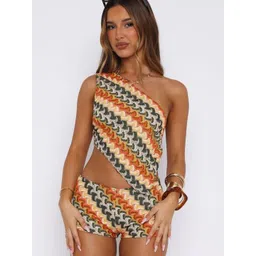 LULU & SKY Self Design One Shoulder Top & Shorts Co-Ords-picture-33