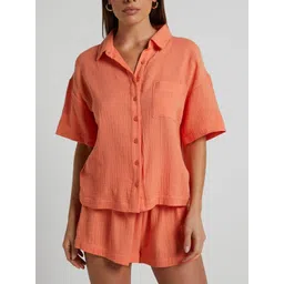 LULU & SKY Shirt Collar Shirt With Shorts Co-Ords image 1