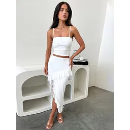 LULU & SKY Shoulder Strap Sleeveless Ruffled Top And Skirt-image-3