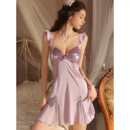 LULU & SKY Solid Shoulder Straps Cut-out Back Baby Doll image 4