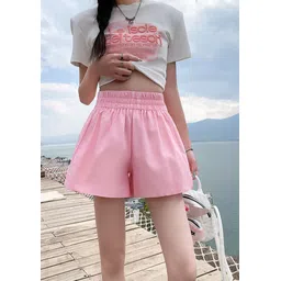 lulu & sky Solid Women Pink Casual Shorts-picture-26
