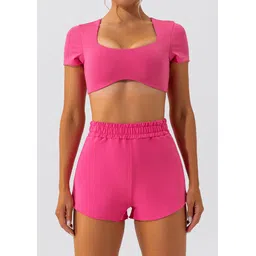 lulu & sky Solid Women Pink Sports Shorts-picture-22
