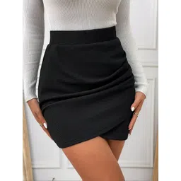 LULU & SKY Textured Asymmetric Mini Skirts-picture-37
