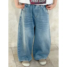 LULU & SKY Unisex Kids High-Rise Low Distress Light Fade Jeans-picture-46