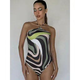 LULU & SKY Women Abstract Printed Halter Neck Bodysuit-picture-41