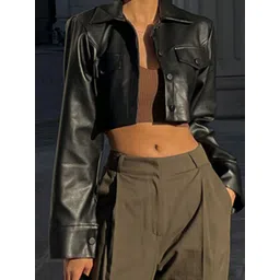 LULU & SKY Women Checked Biker Jacket with Patchwork-picture-18