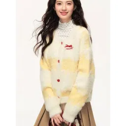 LULU & SKY Women Colourblocked Cardigan with Embroidered Detail-picture-14