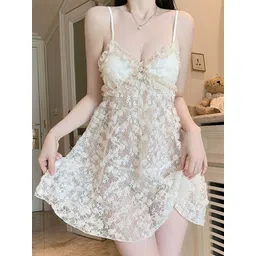 LULU & SKY Women Floral Lace Shoulder Straps Sleeveless Nightdress-picture-35