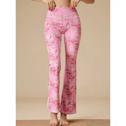 LULU & SKY Women Floral Printed Flared High-Rise Zip Trousers-picture-12