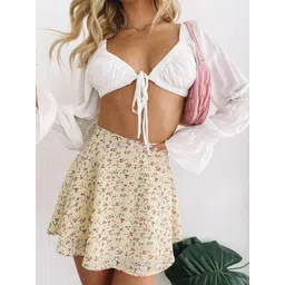 LULU & SKY Women Floral Printed High-Rise Flared Mini Skirt image 1