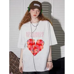 LULU & SKY Women Graphic Printed Round Neck Cotton Oversized T-shirt-picture-21