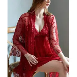 lulu & sky Women Lace Nightwear Set-picture-12