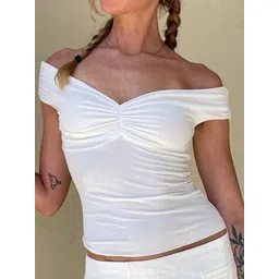 LULU & SKY Women Off Shoulder Bardot Crop Top-picture-14