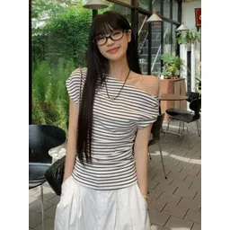 LULU & SKY Women One-Shoulder Striped Top-picture-35