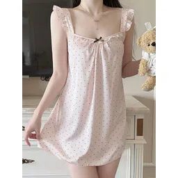 LULU & SKY Women Polka Dots Printed Shoulder Straps Sleeveless Nightdress-picture-39