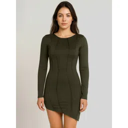 LULU & SKY Women Round Neck Asymmetric Hem Bodycon Mini Dress-picture-21