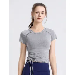 LULU & SKY Women Round Neck Waist Tie-Ups Sports Crop Top image 1