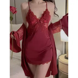 LULU & SKY Women Shoulder Straps Nightdress With Rope image 1