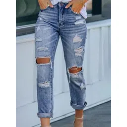 LULU & SKY Women Slim Fit High-Rise Highly Distressed Heavy Fade Jeans-picture-33