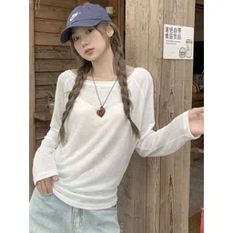 LULU & SKY Women Solid Boat Neck Relaxed Fit T-shirt-picture-17