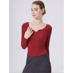 LULU & SKY Women Solid Henley Neck Slim Fit T-shirt-picture-40