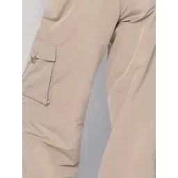 LULU & SKY Women Solid Loose Fit Low-Rise Cargos Trousers image 2