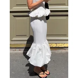 LULU & SKY Women Solid Low Rise Flared Midi Skirts-picture-31