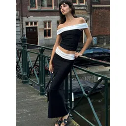 LULU & SKY Women Solid Off-Shoulder Bardot Crop Top-picture-40