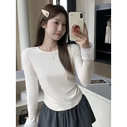 LULU & SKY Women Solid Round Neck Slim Fit T-shirt-picture-26