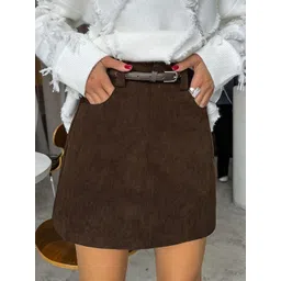 LULU & SKY Women Solid Straight Mini Skirts image 1