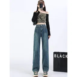 LULU & SKY Women Straight Fit High-Rise Clean Look Heavy Fade Jeans-picture-28