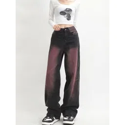 LULU & SKY Women Straight Fit High Rise Clean Look Heavy Fade Jeans-picture-25