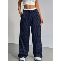 LULU & SKY Women Striped High-Rise Pleated Trousers-picture-26