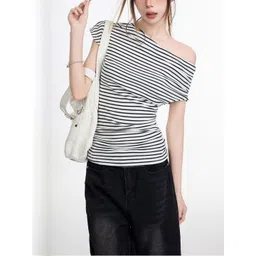 LULU & SKY Women Striped One Shoulder Top-picture-16