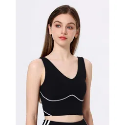 LULU & SKY Women Striped V-Neck Sleeveless Fitted Crop Top-picture-23