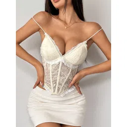LULU & SKY Women Sweetheart Neck Semi Sheer Corset Top-picture-33